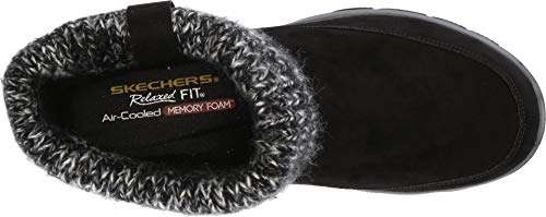 Skechers Women's Easy Going-Heighten-Foldover Knit Collar Boot Ankle, Black, 10 M US