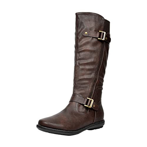 DREAM PAIRS Women's Trace Brown Faux Fur-Lined Knee High Winter Boots Size 10 M US