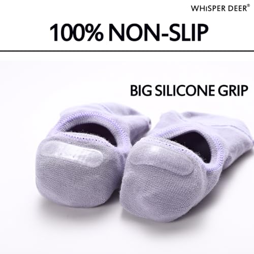 WHISPER DEER No Show Liner Socks Women - Size 4-7/7-10/10-13 Low Cut Invisible Cotton Sneaker Socks with Non Slip Grip (3/6/8 packs)