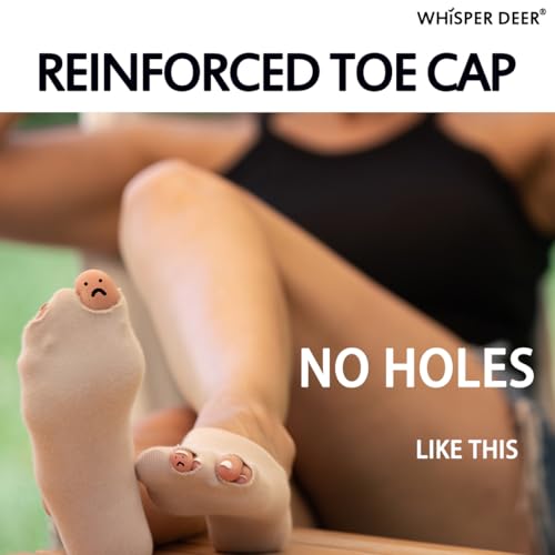 WHISPER DEER No Show Liner Socks Women - Size 4-7/7-10/10-13 Low Cut Invisible Cotton Sneaker Socks with Non Slip Grip (3/6/8 packs)