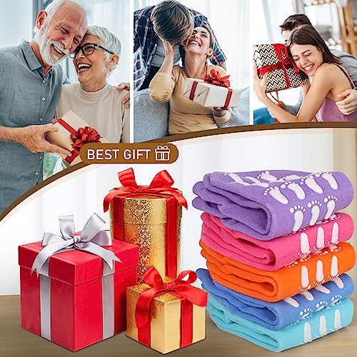 jeuhut 12 Pairs Non Slip Skid Socks for Women, Slipper Socks with Grippers for Hospital Yoga Pilates(foot)