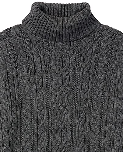 Amazon Essentials Women's Fisherman Cable Turtleneck Sweater (Available in Plus Size), Charcoal Heather, Large