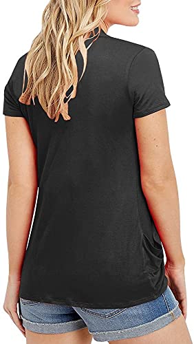 Women's Cardigans Short Sleeve Summer Lightweight Sheer Open Front Drape Casual Blouses Tops Black