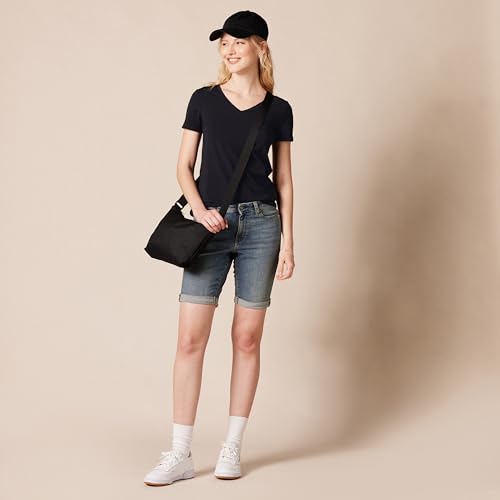 Amazon Essentials Women's Classic-Fit Short-Sleeve V-Neck T-Shirt, Pack of 2, Black, Small