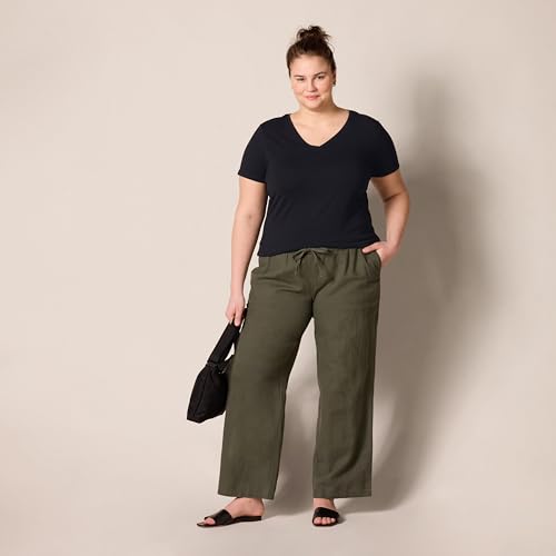 Amazon Essentials Women's Classic-Fit Short-Sleeve V-Neck T-Shirt, Pack of 2, Black, Small