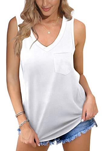 Jescakoo Women's Short Sleeve Casual Twist Front Tunic Tops Loose Blouse Tshirts White XL