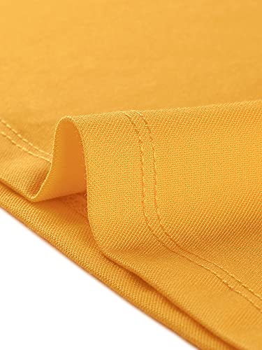 Allegra K Women's Peter Pan Collar Blouse Basic Knit T-Shirt Long Sleeve Shirt Small Yellow