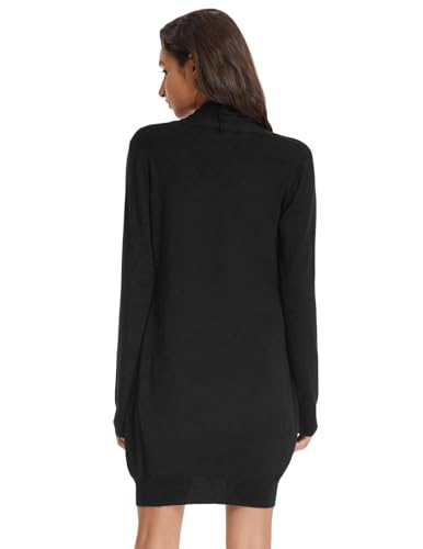 GRACE KARIN Open Front Long Sleeves Cardigan Sweater (L,Black)