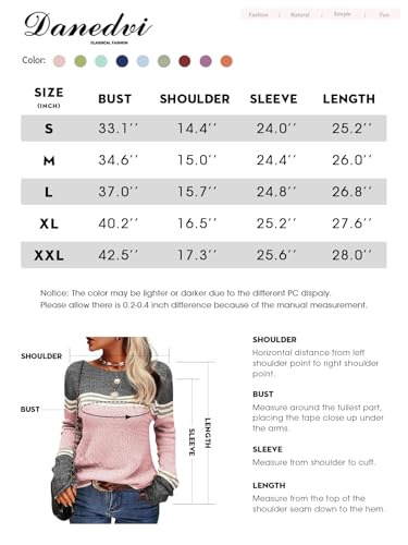 Danedvi Women Autumn Winter Colorblock Pullover Sweaters Round Neck Striped Slim Fitting Knitwear Tops Orange