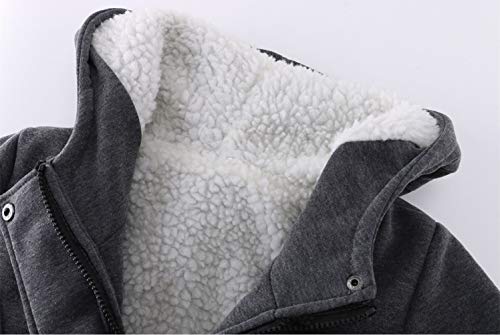 JiangWu Womens Fashion Horn Button Fleece Thicken Coat with Hood Winter Warm Jacket (X-Large, Dark-gray)