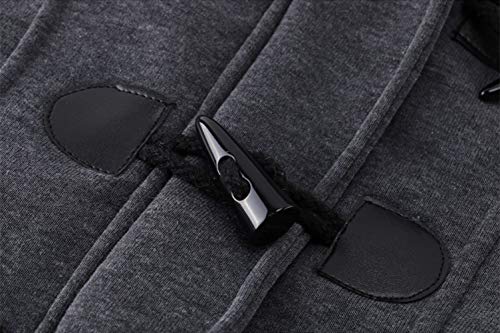 JiangWu Womens Fashion Horn Button Fleece Thicken Coat with Hood Winter Warm Jacket (X-Large, Dark-gray)
