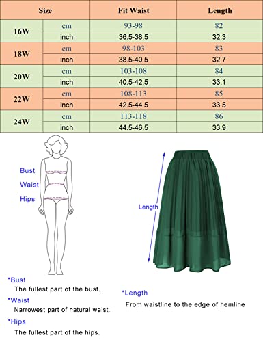 Hanna Nikole Women’s Plus Size Ankle Length Elastic Pleated Swing Maxi Chiffon Long Skirt Black 1X