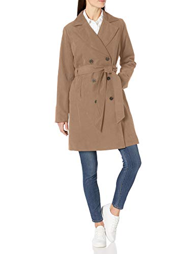 Amazon Essentials Women's Relaxed-Fit Water-Resistant Trench Coat, Khaki Brown, Medium
