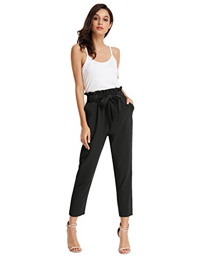 GRACE KARIN Women's Work Business Black Bodycon Long Pants with Belt L Black