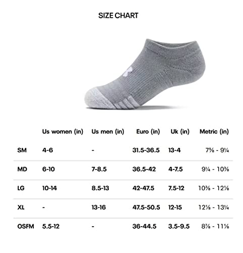 Under Armour Adult Performance Tech No Show Socks, Multipairs , Black (6-Pairs) , Large