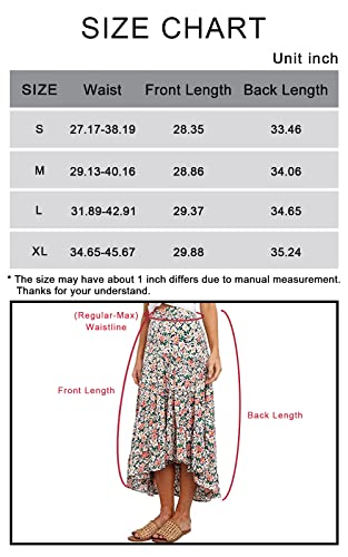 PRETTYGARDEN Women’s Bohemian Tie Dye Print Long Skirts Button Down High Waist Split A-Line Maxi Skirt (Floral Black, Small)