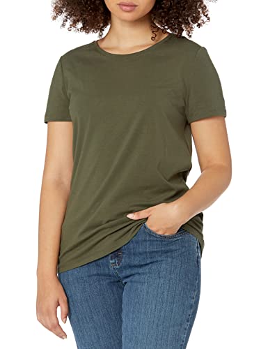 Amazon Essentials Women's Classic-Fit Short-Sleeve Crewneck T-Shirt, Pack of 2, Olive/Oatmeal Heather, X-Small