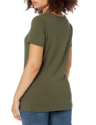 Amazon Essentials Women's Classic-Fit Short-Sleeve Crewneck T-Shirt, Pack of 2, Olive/Oatmeal Heather, X-Small