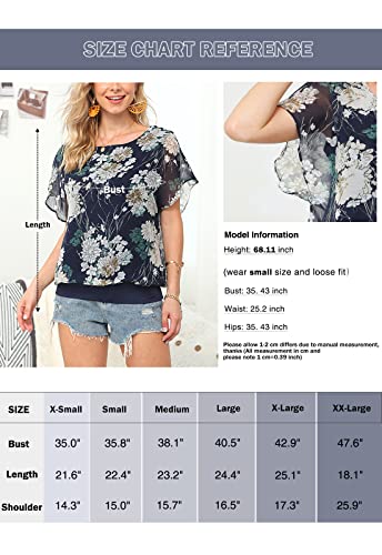 Neineiwu Ladies Loose Chiffon Top Round Neck Batwing Short Sleeve Casual T-Shirt (White S)