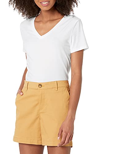 Amazon Essentials Women's Classic-Fit Short-Sleeve V-Neck T-Shirt, Pack of 2, Black/White, Medium