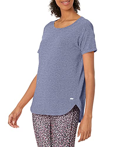 Amazon Essentials Women's Studio Relaxed-Fit Lightweight Crewneck T-Shirt (Available in Plus Size), Blue Heather, Nightshadow, Large