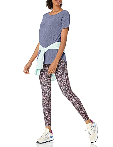 Amazon Essentials Women's Studio Relaxed-Fit Lightweight Crewneck T-Shirt (Available in Plus Size), Blue Heather, Nightshadow, Large