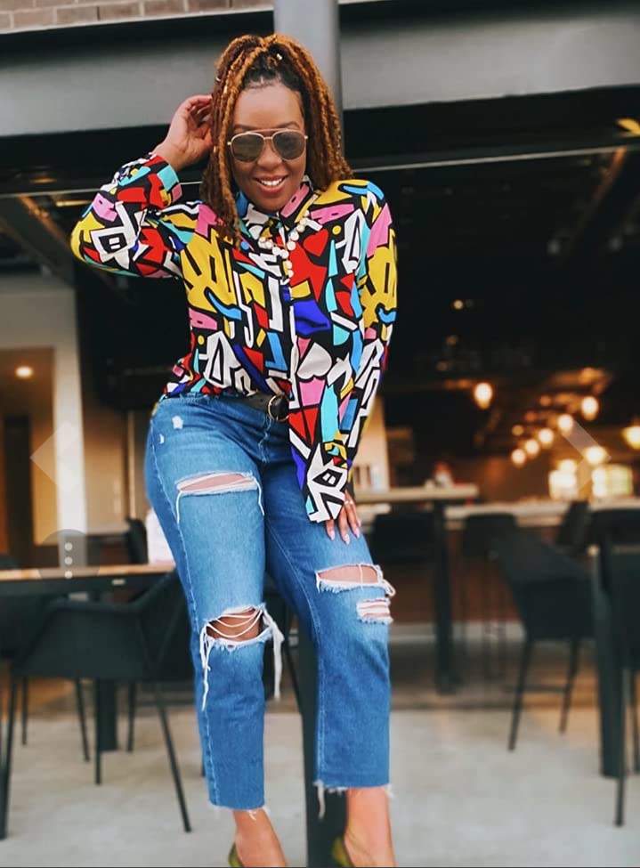 Blouses for Women Fashion, Casual Long Sleeve Button Down Shirts Tops, XS-3XL (Red Yellow Mix Colors, Small)