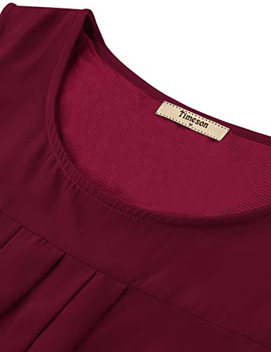 Timeson Womens Summer Tunic Tops,Sleeveless Chiffon Work Blouses for Women for Leggings Ladies Loose Fit Cute Tanks Tops Layers Casual Tunics Shirts Business Work Office Wear Camisoles Wine Small
