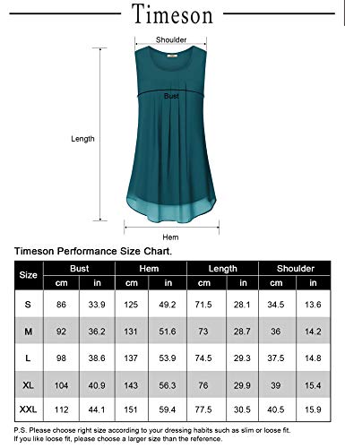 Timeson Womens Summer Tunic Tops,Sleeveless Chiffon Work Blouses for Women for Leggings Ladies Loose Fit Cute Tanks Tops Layers Casual Tunics Shirts Business Work Office Wear Camisoles Wine Small
