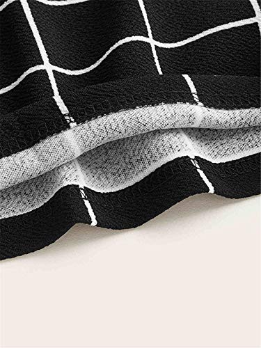 Verdusa Women's Elegant Plaid Elastic Waist Bodycon Midi Skirt Black XL