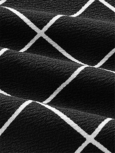 Verdusa Women's Elegant Plaid Elastic Waist Bodycon Midi Skirt Black XL