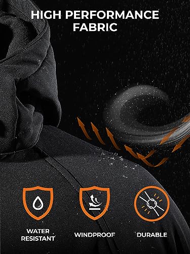 ORORO Women's Slim Fit Heated Jacket with Battery Pack and Detachable Hood (Black,M)