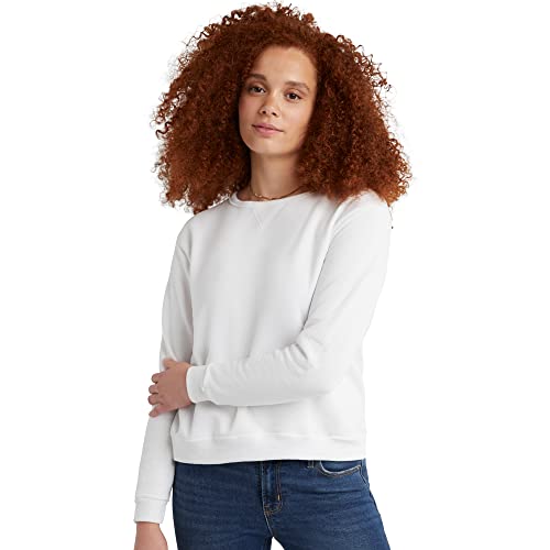 Hanes Women's EcoSmart Crewneck Sweatshirt, White, X Large
