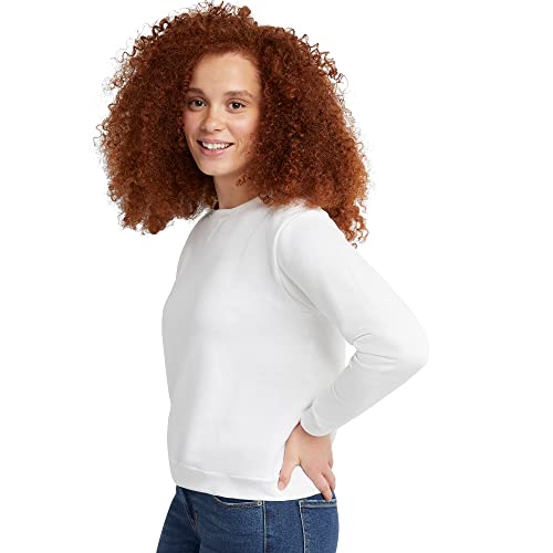 Hanes Women's EcoSmart Crewneck Sweatshirt, White, X Large