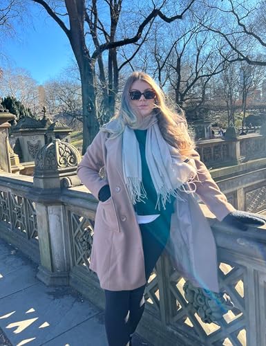 Bankeng Women Winter Wool Blend Camel Mid-Long Coat Notch Double-Breasted Lapel Jacket Outwear (Camel,M)