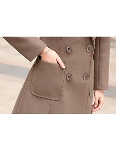Bankeng Women Winter Wool Blend Camel Mid-Long Coat Notch Double-Breasted Lapel Jacket Outwear (Camel,M)
