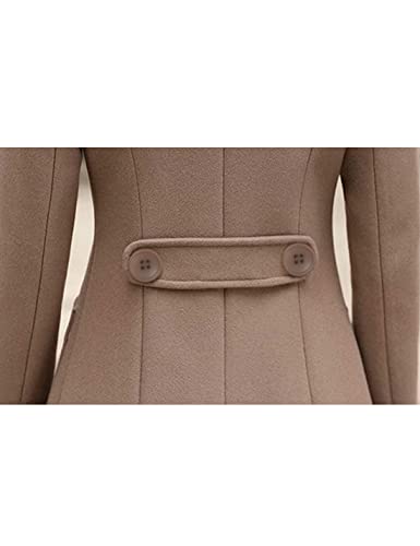 Bankeng Women Winter Wool Blend Camel Mid-Long Coat Notch Double-Breasted Lapel Jacket Outwear (Camel,M)