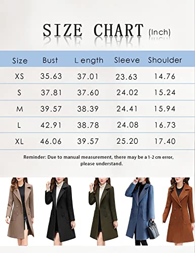 Bankeng Women Winter Wool Blend Camel Mid-Long Coat Notch Double-Breasted Lapel Jacket Outwear (Camel,M)