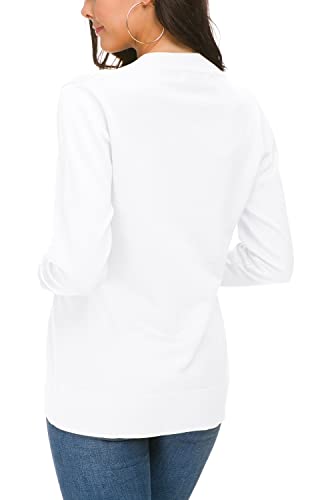 Urban CoCo Women's Long Sleeve Open Front Knit Cardigan Sweater (M, White)