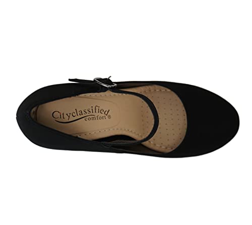 City Classified Women's Comfort Dennis Mary Jane High Heel,Black,8