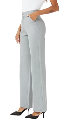 iChosy Women's High Waist Wide Leg Grey Pants