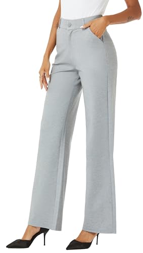 iChosy Women's High Waist Wide Leg Grey Pants