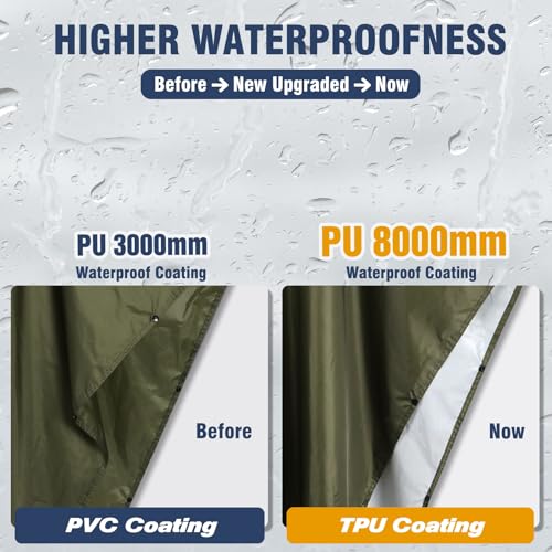 Anyoo Waterproof Rain Poncho Lightweight Reusable Hiking Hooded Coat Jacket for Outdoor Activities