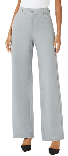iChosy Women's High Waist Wide Leg Grey Pants