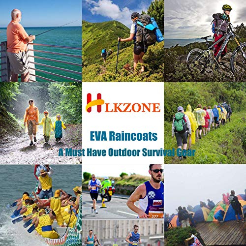 HLKZONE Raincoat, [2 Pack] Portable EVA Rain Coats Reusable Rain Poncho with Hood and Elastic Cuff Sleeves