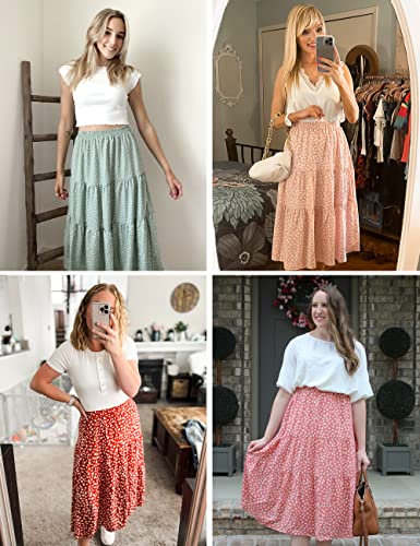 MEROKEETY Women's Boho Leopard Print Skirt Pleated A-Line Swing Midi Skirts DarkPink Medium