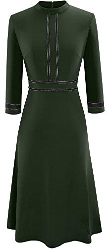 HOMEYEE Women's Chic Crew Neck Party Homecoming Aline Dress A135 (12,Army Green)
