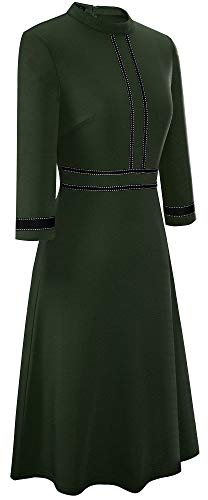 HOMEYEE Women's Chic Crew Neck Party Homecoming Aline Dress A135 (12,Army Green)