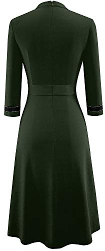 HOMEYEE Women's Chic Crew Neck Party Homecoming Aline Dress A135 (12,Army Green)