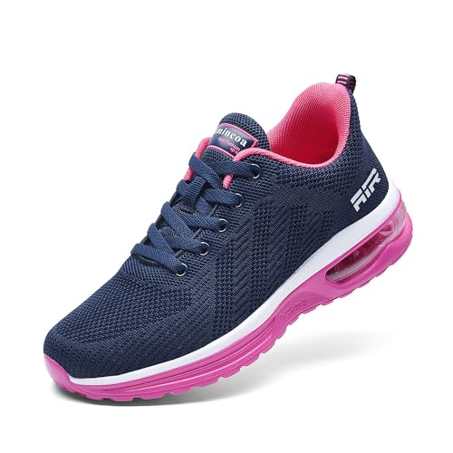 Lamincoa Women's Air Athletic Running Shoes Lightweight Breathable Fashion Sneakers Gym Training Shoes Tennis Casual Sneaker Blue-Rose 9